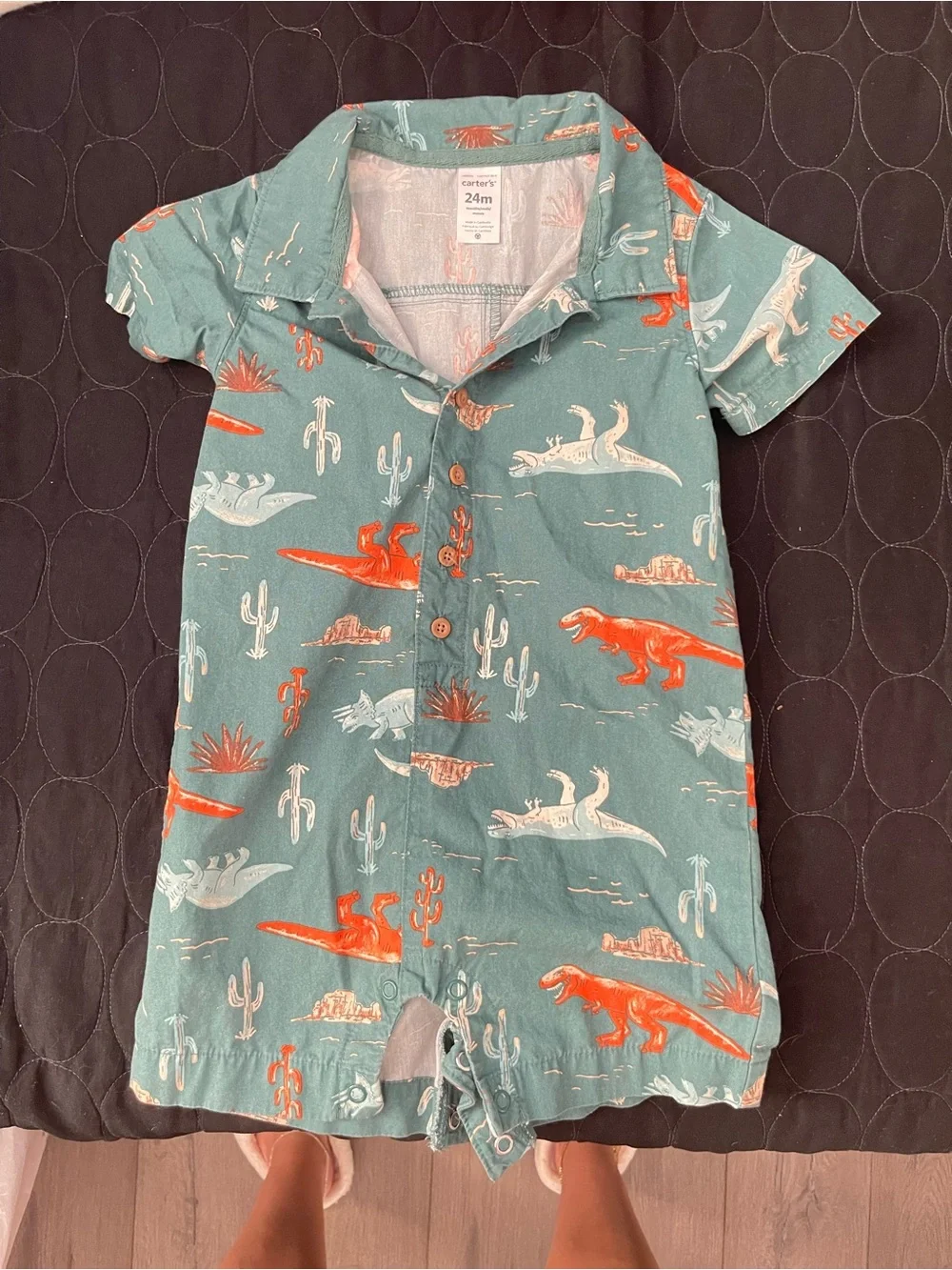 Carter's Teal Dinosaur Print One-Piece